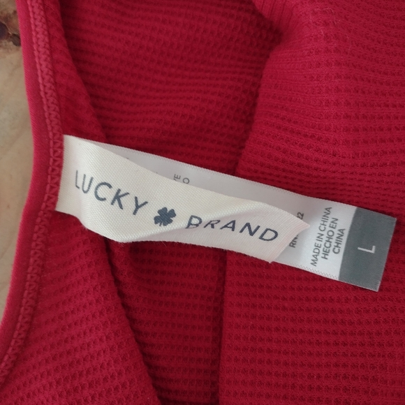 Lucky Brand Red Waffle Knit Wire Free Logo Bra Size L - Picture 6 of 11